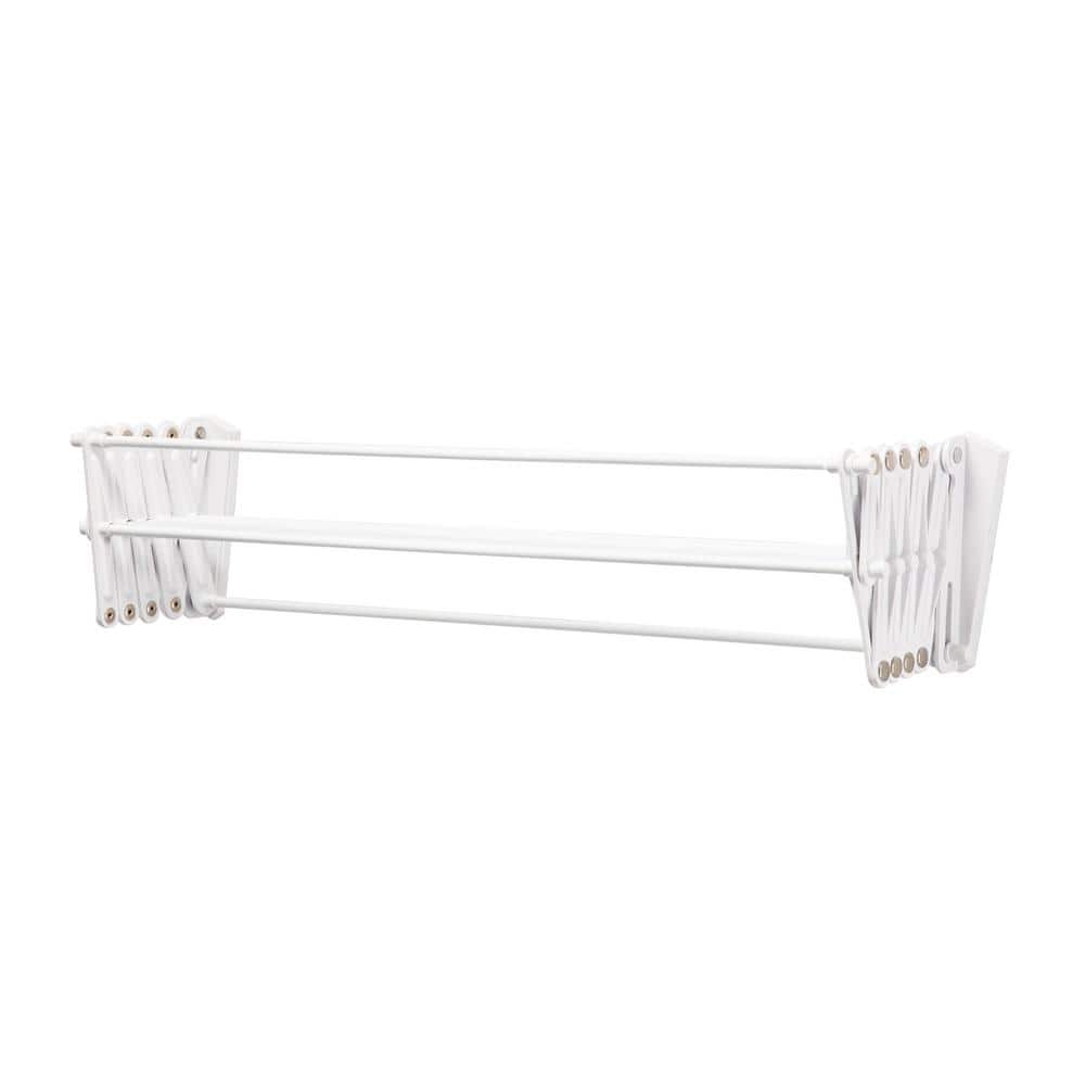 White Collapsible Wall-Mount Metal Drying Rack, 24 Inches