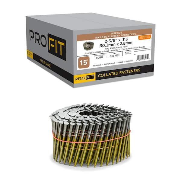 2-3/8 in. x 0.113 15° Hot Dipped Galvanized Ring Shank Wire Coil Framing Nails (3000-Per Box)