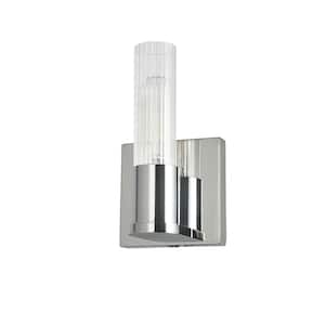 Tube 1 Light Polished Chrome Wall Sconce with Clear Glass Shade