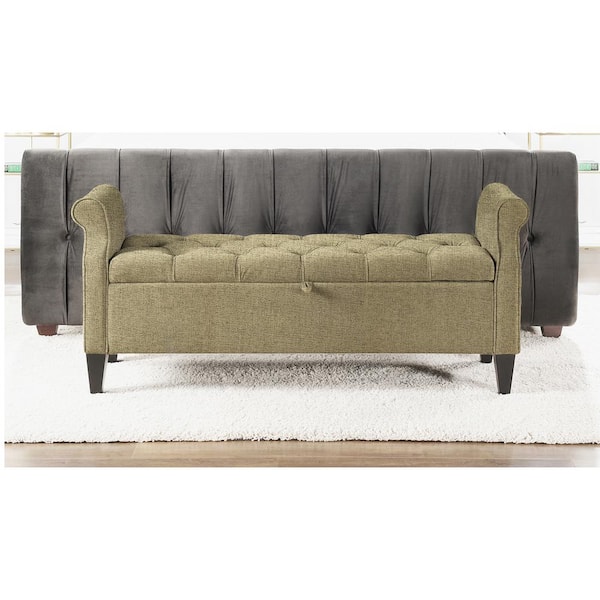 Jennifer Taylor Jacqueline Incense Tan Brown Polyester 57.5 in. Bedroom Bench with Storage