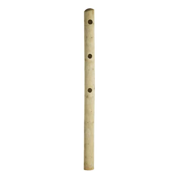 Outdoor Essentials 5 in. x 5 in. x 6-1/2 ft. Pressure-Treated Pine 3-Hole Round Fence End Post