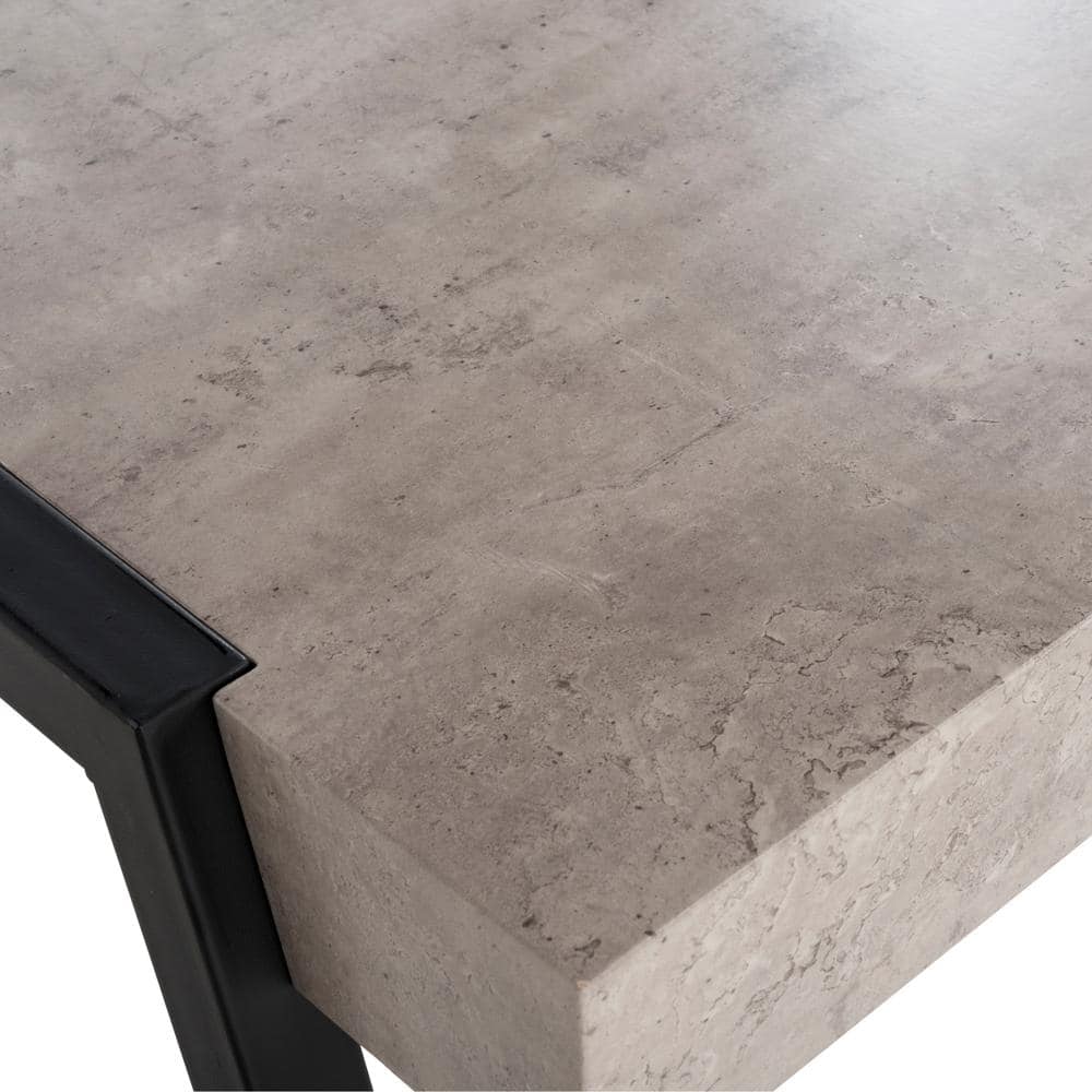 Milan Inspired Light Grey Rectangular Wood Coffee Table with Black Metal Legs