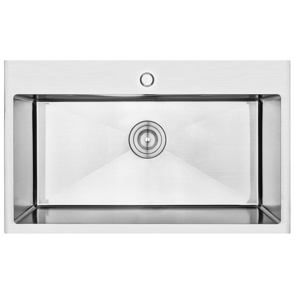 Handmade Drop-in Stainless Steel 30 in. x 18 in. x 9 in. 1-Hole Single Bowl
