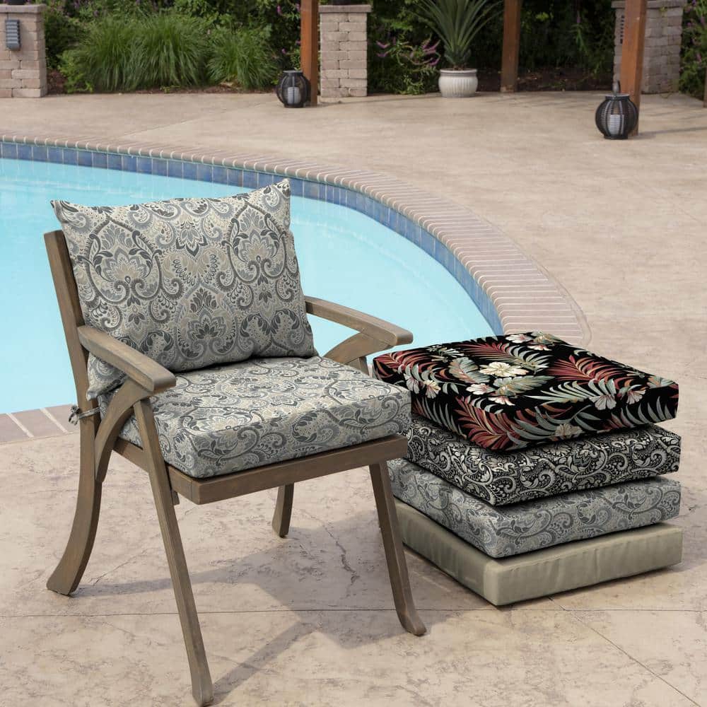 Arden Selections Neutral Damask Outdoor Dining Chair Cushion Set