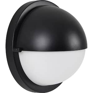 RINA 7.75 in. x 4.5 in. Black Wall Sconce with Glass Globe Shade - 1 Light