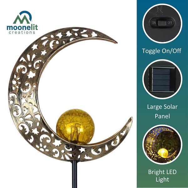 Moonelit Creations Solar LED Crescent Moon Garden Light MCSSMOON