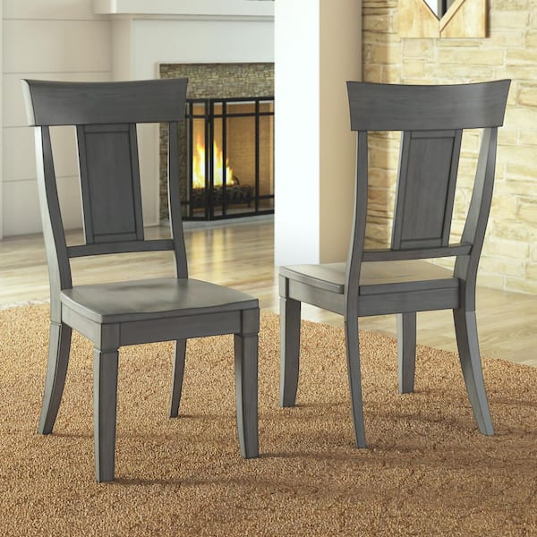 HomeSullivan Antique Grey Panel Back Wood Dining Chairs (Set Of 2)