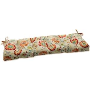 Floral Rectangular Outdoor Bench Cushion in Multi-Colored