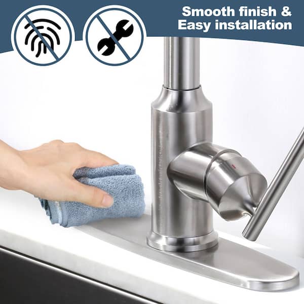 UFURMATE Faucet Plate, Brushed Stainless Steel Hole Cover Deck Plate Kitchen Faucet Single Hole Cover Plate Sink Round Faucet Cover Escutcheon For - View #3