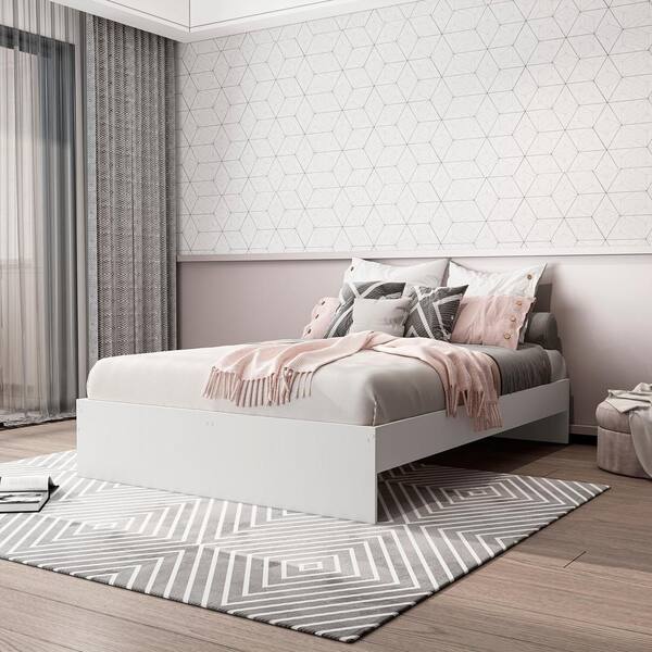 Polifurniture White Frame Engineered Wood Full-Size Platform Bed