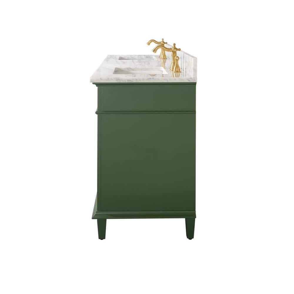 Vogue Green Double Sink 72" Vanity with Carrara Marble Top