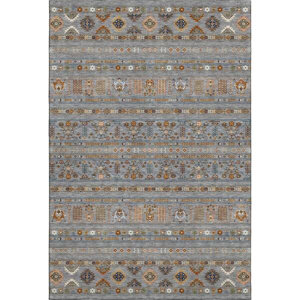 Mayfield Premium Machine Washable Abstract AMF2244 Gray 5 ft. x 7 ft. 6 in. Area Rug