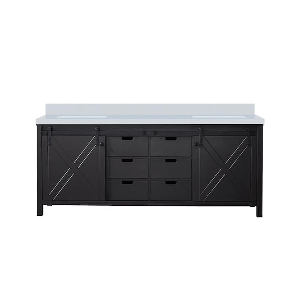 Marsyas 80 in W x 22 in D Brown Double Bath Vanity and White Quartz Countertop