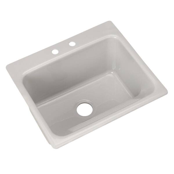 Thermocast Kensington Drop-In Acrylic 25 in. 2-Hole Single Bowl Utility Sink in Ice Grey