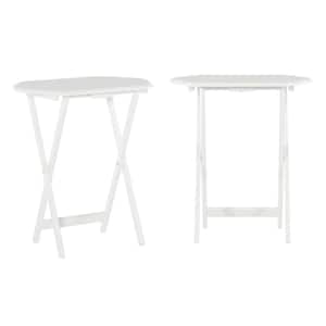 Janet 23.62 in. White Rectangle Wood Snack Tray End Table (Set of 2)