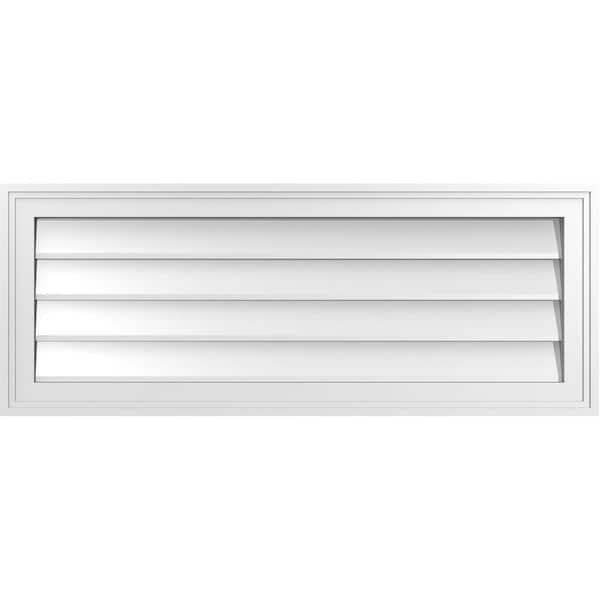 Ekena Millwork 36" x 14" Vertical Surface Mount PVC Gable Vent: Non-Functional with Brickmould Frame