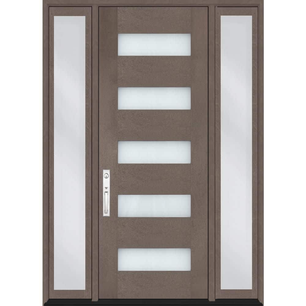 Regency 64 in. x 80 in. 5L Modern Clear Glass RHIS Ashwood Fiberglass Prehung Front Door w/Dbl 12in.SL & 8011NKL Lockset price history on PriceWatchPro