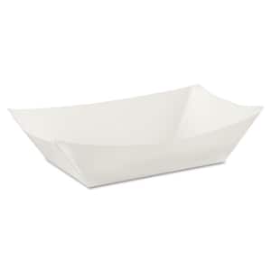 Kant Leek 5.88 in. x 8.4 in. White Disposable Paper Food Tray, 3 lb Capacity, Platters & Trays (500 Per Case)