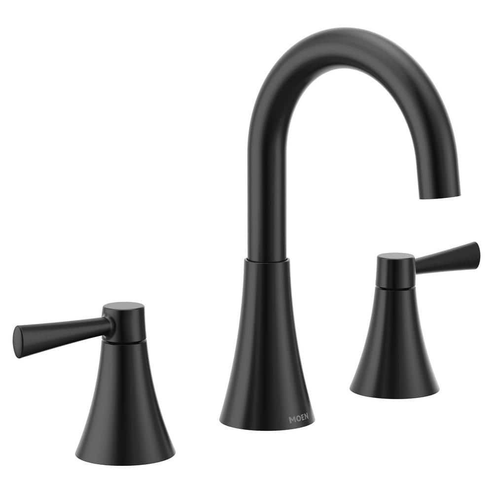 Matte Black Brass Two-Handle Widespread Bathroom Faucet