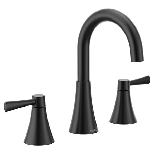 MOEN Ronan 8 in. Widespread 2-Handle Bathroom Faucet in Matte Black (Valve Included)