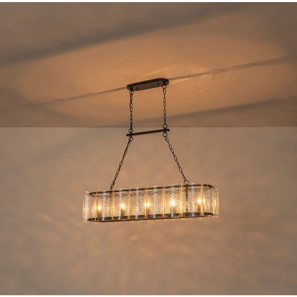 43.5 in. Modern 5-Light Rectangle Black Island Chandelier with Rippled Glass for Dining Room Living Room price history on PriceWatchPro
