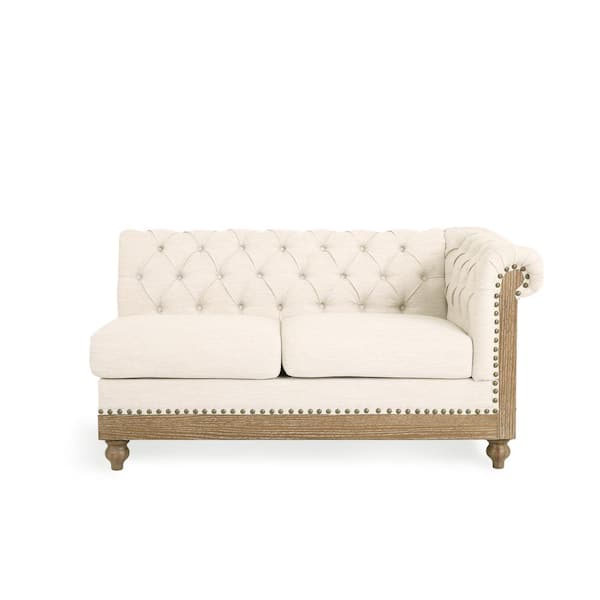 Noble House Petes 54.75 in Flared Arm Fabric Right Arm Sectional Sofa Bench Only in. Beige and Dark Brown