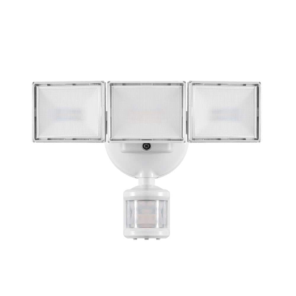 White Triple-Head LED Motion Sensor Security Floodlight
