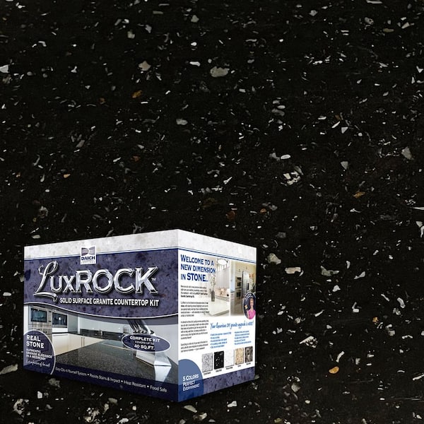 DAICH Lux Rock Solid Surface Granite Countertop Kit - 40 Sq.ft. - Galaxy Black