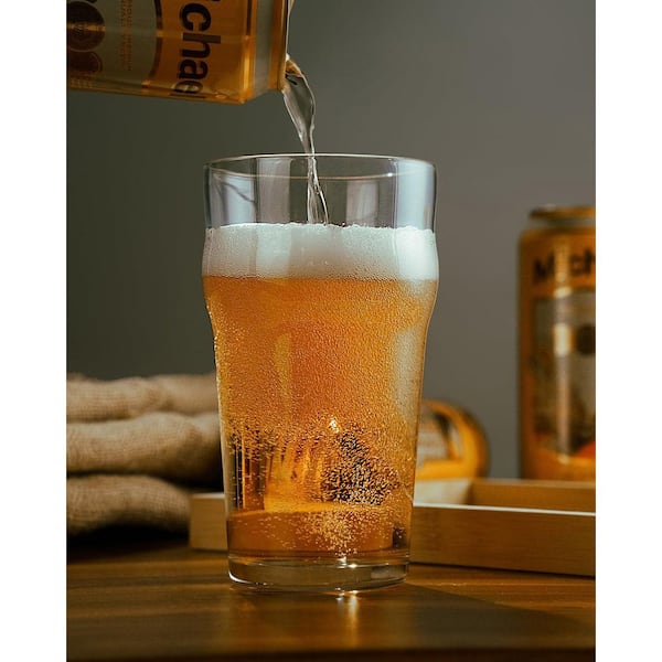 Numhew 20 oz. Gasses Beer Glasses (Set of 4), British Classics Craft Beer Pint Glass, Unique Design Beer Glasses Easy Stacking