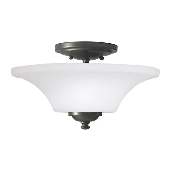 Generation Lighting Barrington 13 in. 2-Light Oil Rubbed Bronze Semi-Flush Mount