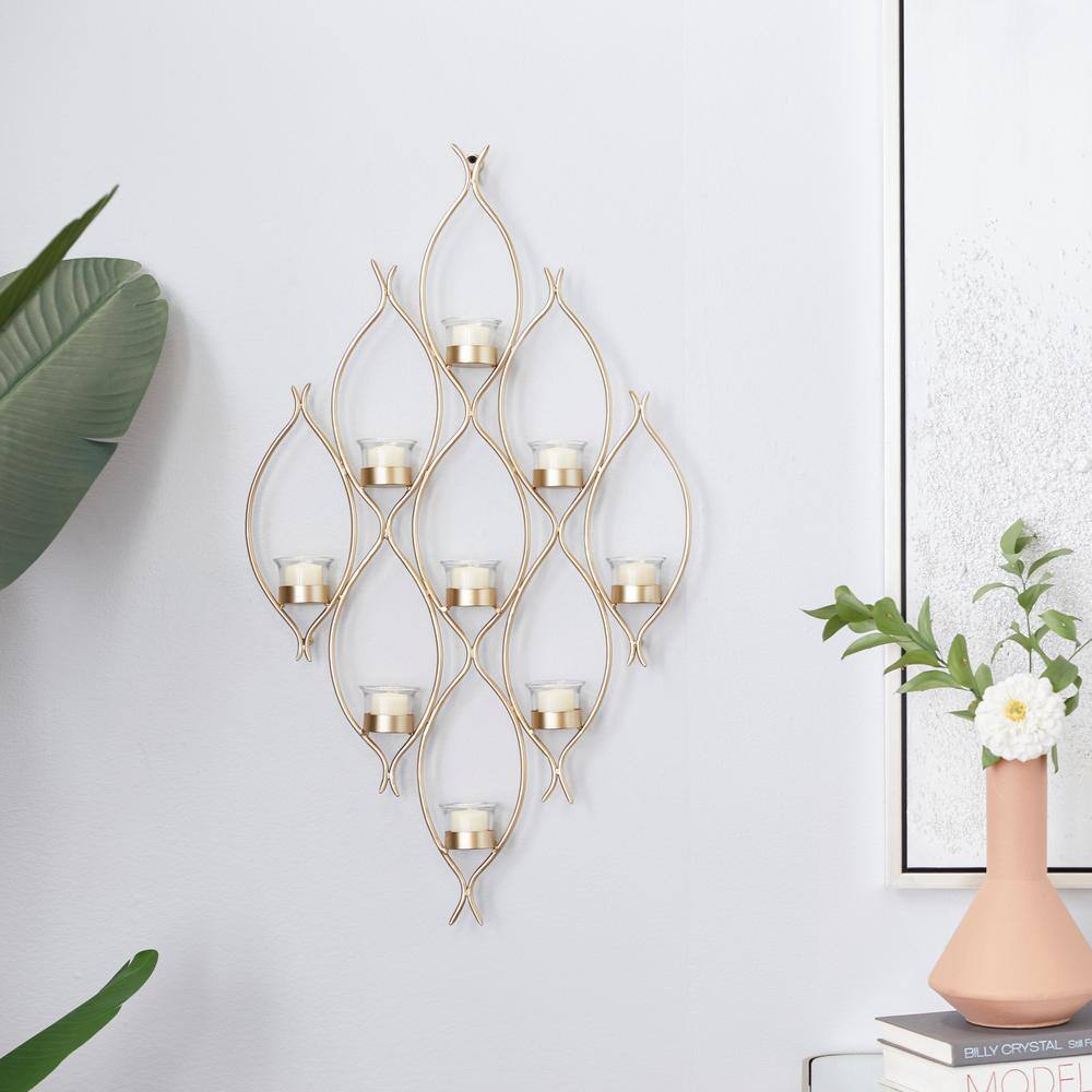 Bronze Metal Contemporary Wall Sconce Candelabra with Glass Candle Cups