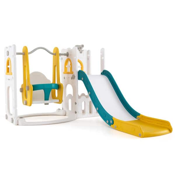 HONEY JOY 7 in 1 L-shaped Toddle Swing and Slide Set Freestanding