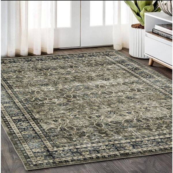 2 X 8 Blue Floral Washable Area Rug Runner Rug