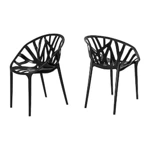 Branch Plastic in Black Modern Dining Side Chair (Set of 2)