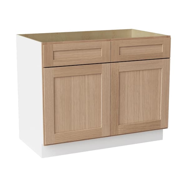 42 in. W x 24 in. D x 34.5 in. H Ready to Assemble Solid Wood Shaker Sink Base Kitchen Cabinet in Oak
