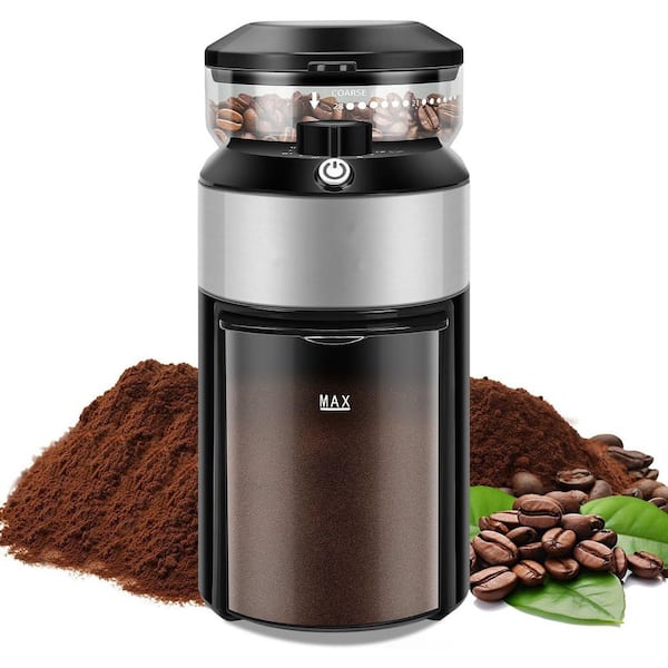 Flat Burr Coffee Grinder 28 Grind Settings Precision Grinding 2-12 Cup Capacity Easy Clean Compact Space-Saving