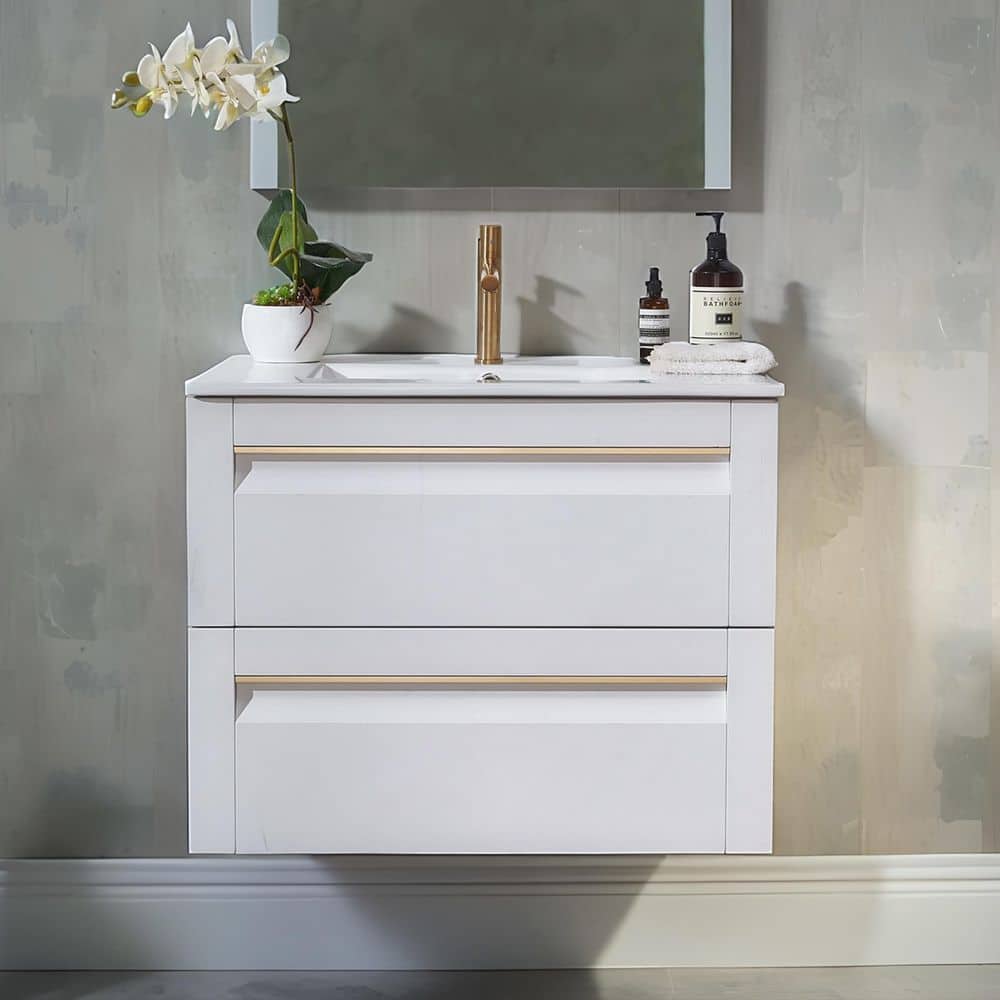 30 in. W x 18.5 in. D x 24 in. H Single Bath Vanity in White with Ceramic Sink and Integrated Top price history on PriceWatchPro