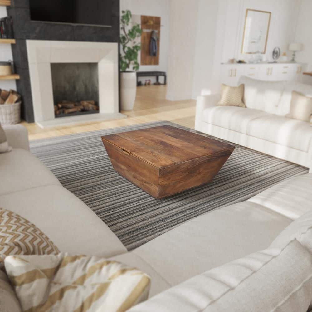 Farmhouse Style 36 in. Brown Square Wood Coffee Table with 1 Drawer - rated 5 stars from 1 reviews