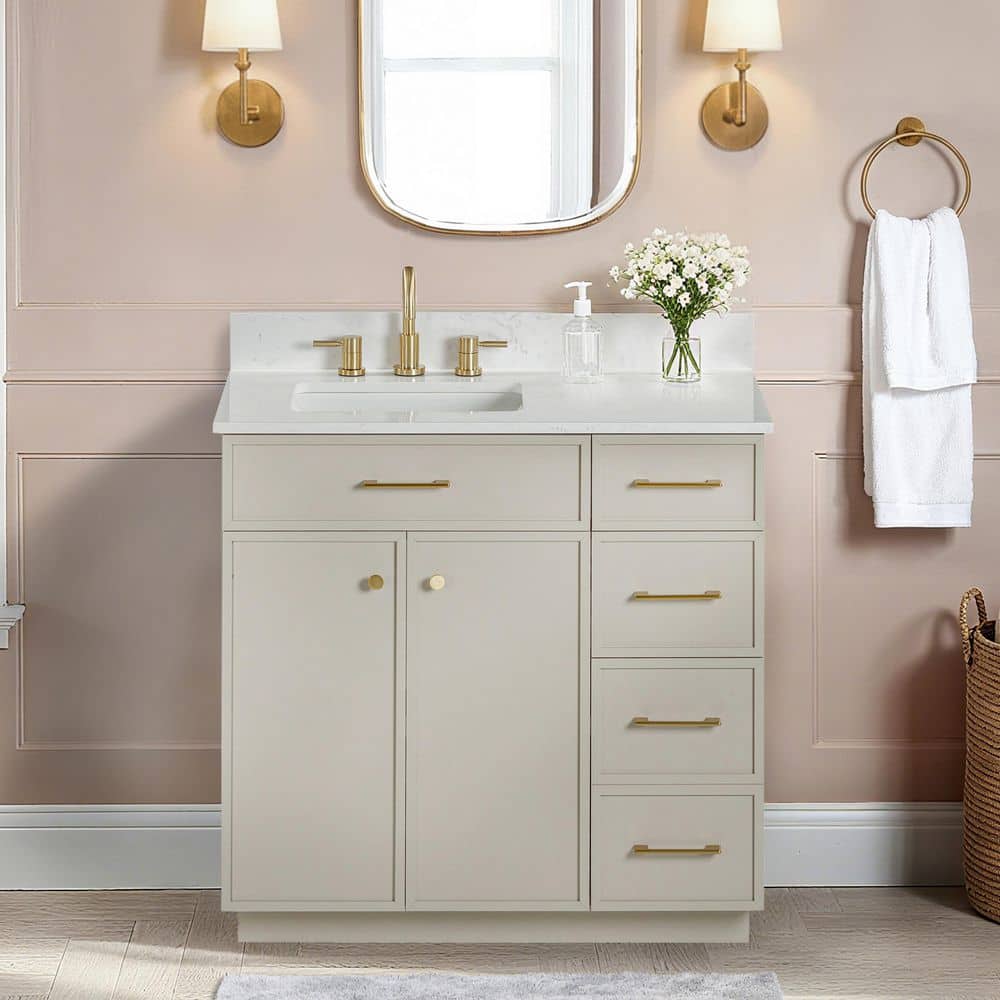 Glacier Bay Marcote 36 in. Single Sink Greige Bath Vanity with