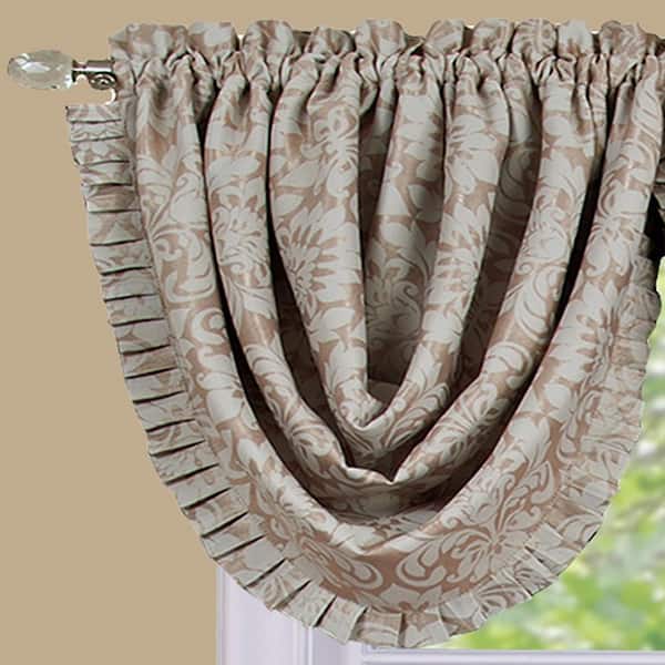ACHIM Sutton 36 in. L Polyester Window Curtain Waterfall Valance in Tan