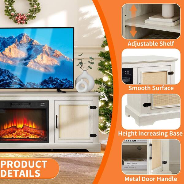 ToolCat 65 in. Freestanding TV Stand with 23 in. Fireplace Insert
