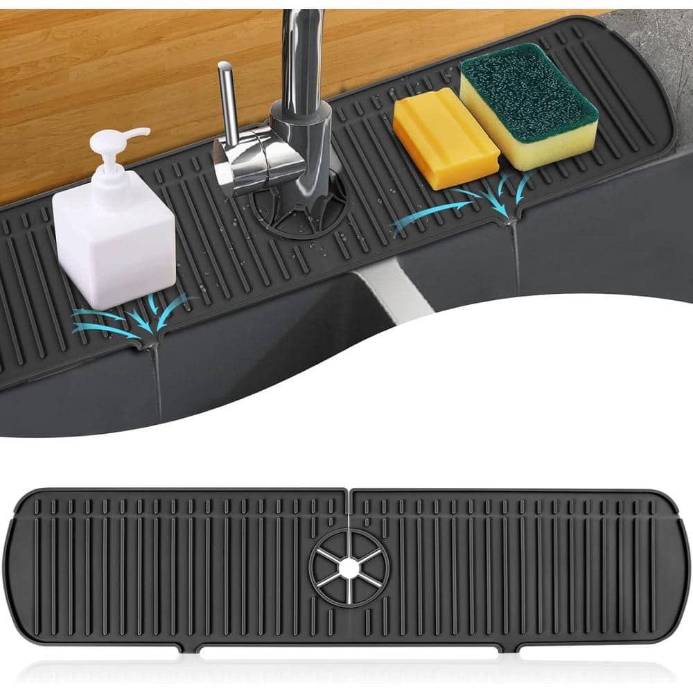 30 Inch Sink Splash Guard Mat, Faucet Mat Splash Catcher, Silicone Faucet  Handle Drip Catcher Tray, Longer Sink Mat for Kitchen Dish Drying Mats  Sponge Holder and Bathroom Countertop Protect(Black) - Yahoo