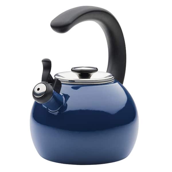 Circulon 8-Cups, Navy Enamel on Steel Whistling Teakettle With Flip-Up Spout