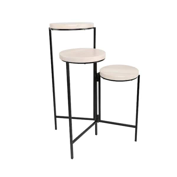 30 in. H White/Stained 3-Tire Foldable Plant Stand