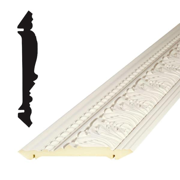 Focal Point 1 in. x 5-7/8 in. x 96 in. Primed Polyurethane Acanthus Crown Moulding