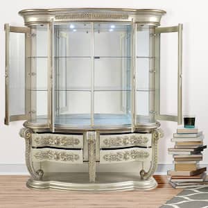 Danae Champagne and Gold Finish 27 in. Display Cabinet with Glass Doors