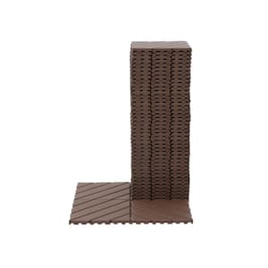 12 in. x 12 in. Square Brown Plastic Outdoor Interlocking Deck Tiles Waterproof All Weather Use (44-Pack)