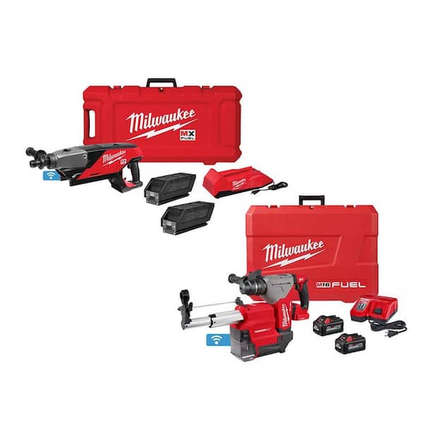 Milwaukee MX FUEL Lithium-Ion Cordless Handheld Core Drill Kit with M18 FUEL 1 in. SDS-Plus Rotary Hammer/Dust Extractor Kit