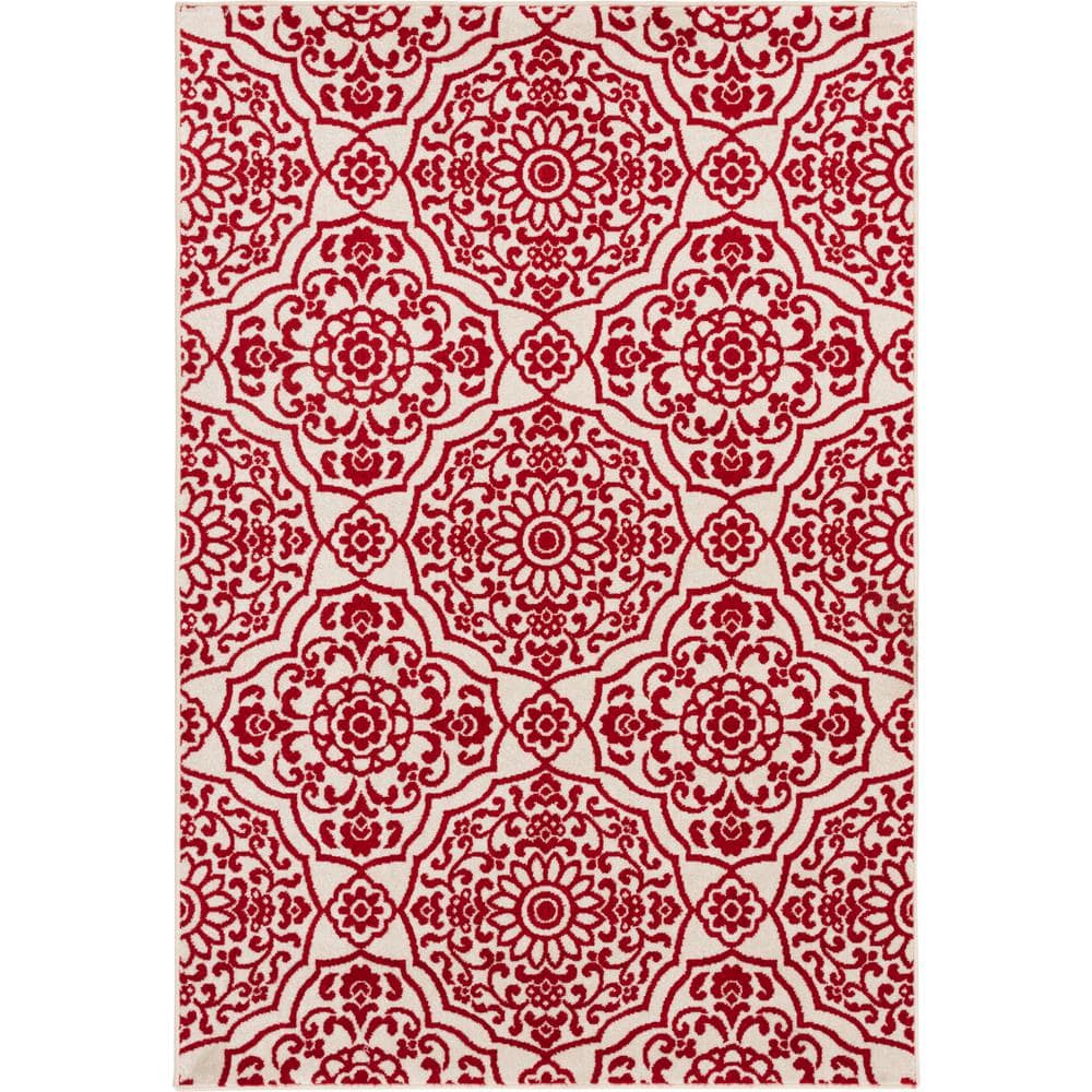 LOOMAKNOTI Tecopa Kamiyarli Red 5 ft. x 7 ft. 3 in. Medallion