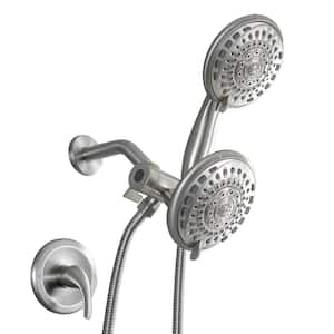 5-Spray Patterns with 1.8 GPM Wall Mount Dual Shower Heads in Brushed Nickel